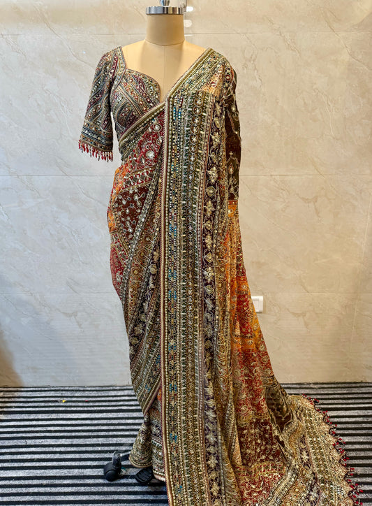 Green Multicolor Georgette Saree