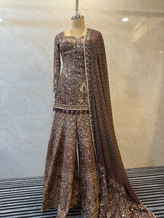 Coffee Brown Sharara Set