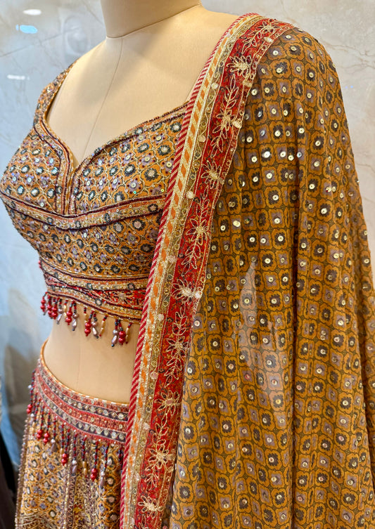 Golden-Yellow Silk Lehenga Set