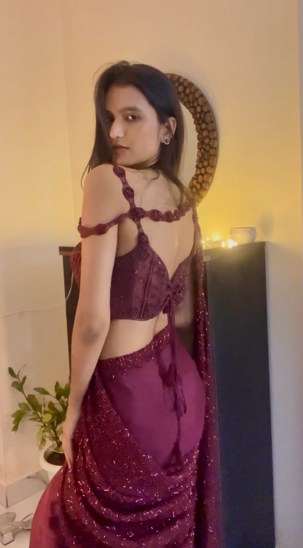 Maroon Draped Saree