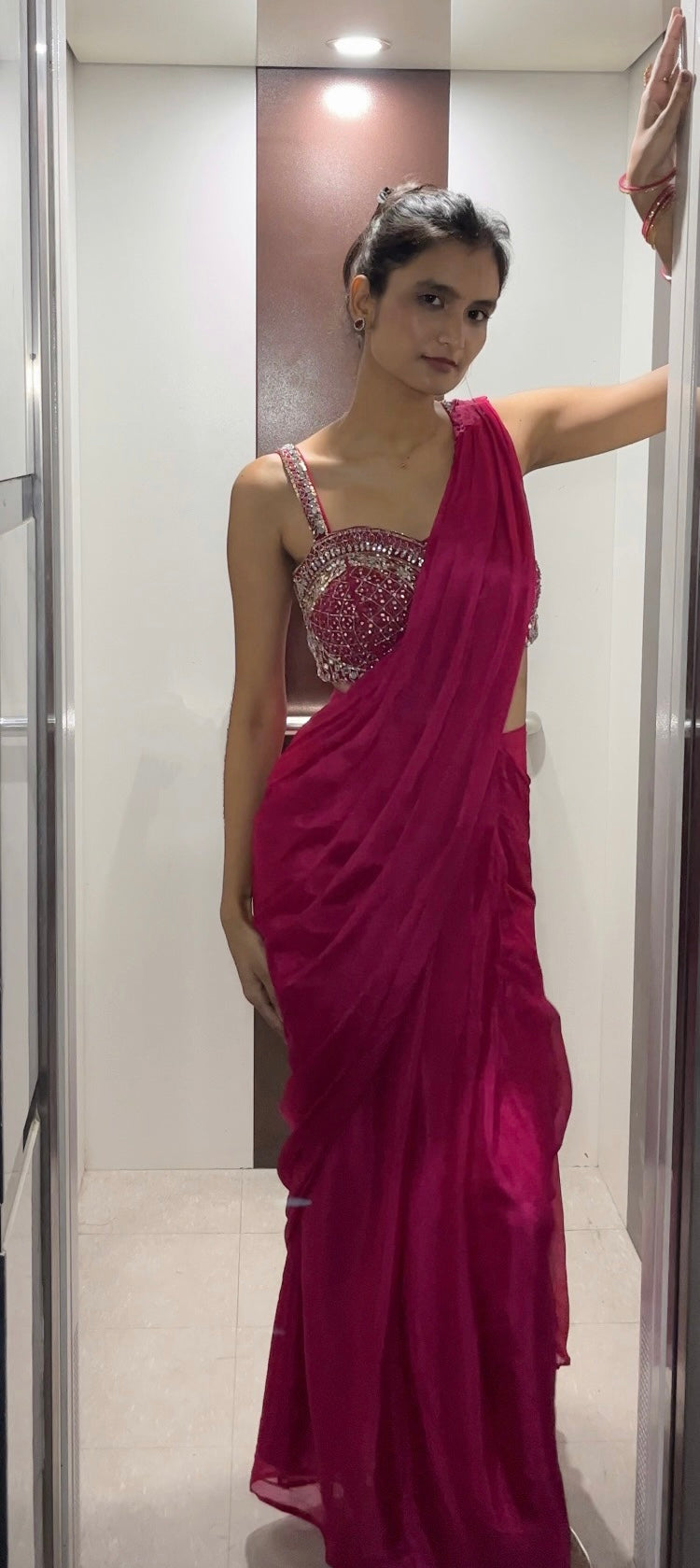 Pink Draped Saree