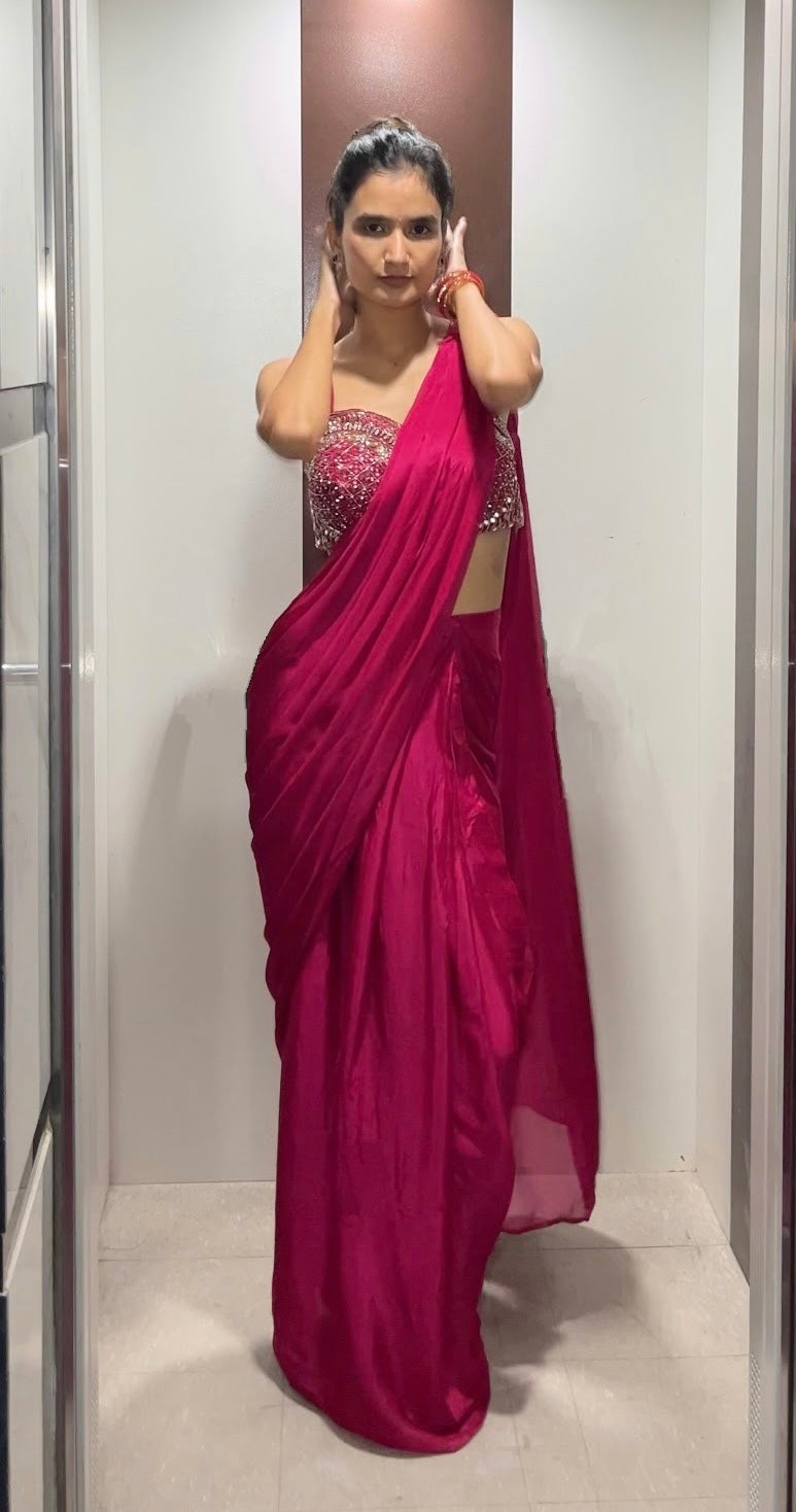 Pink Draped Saree