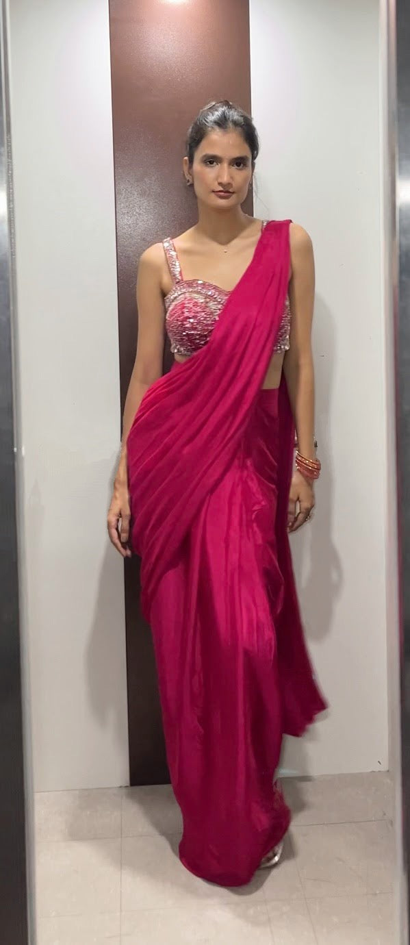 Pink Draped Saree