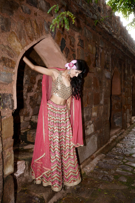Pearl & Kathdana Embroidered Multicolor Lehenga Set