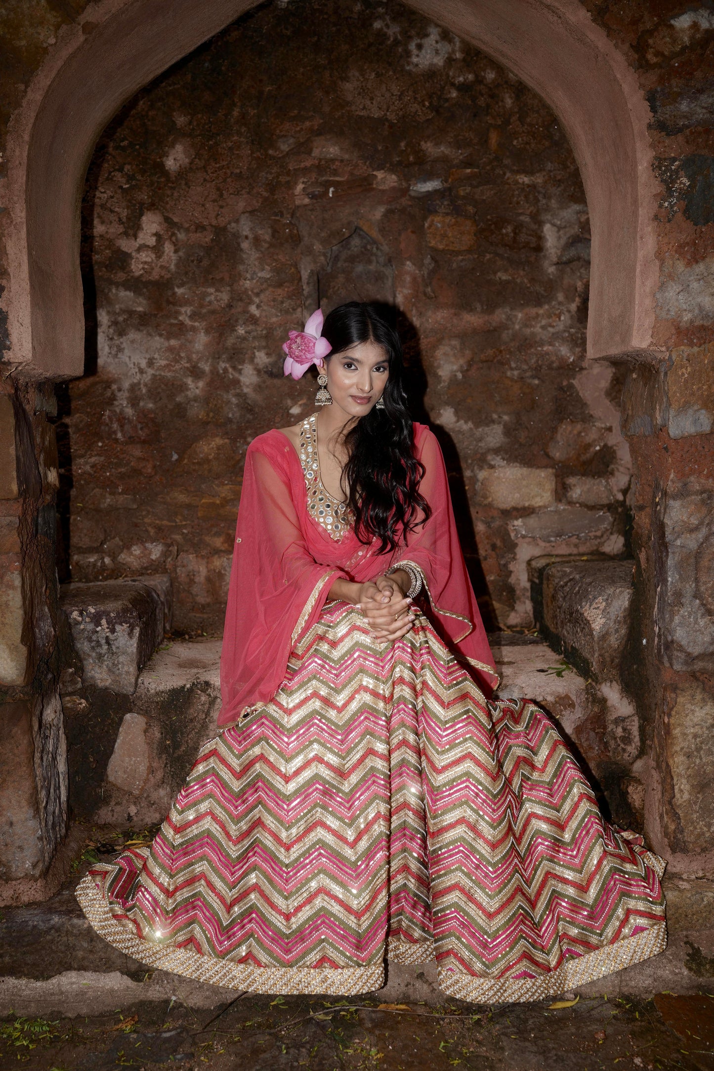Pearl & Kathdana Embroidered Multicolor Lehenga Set