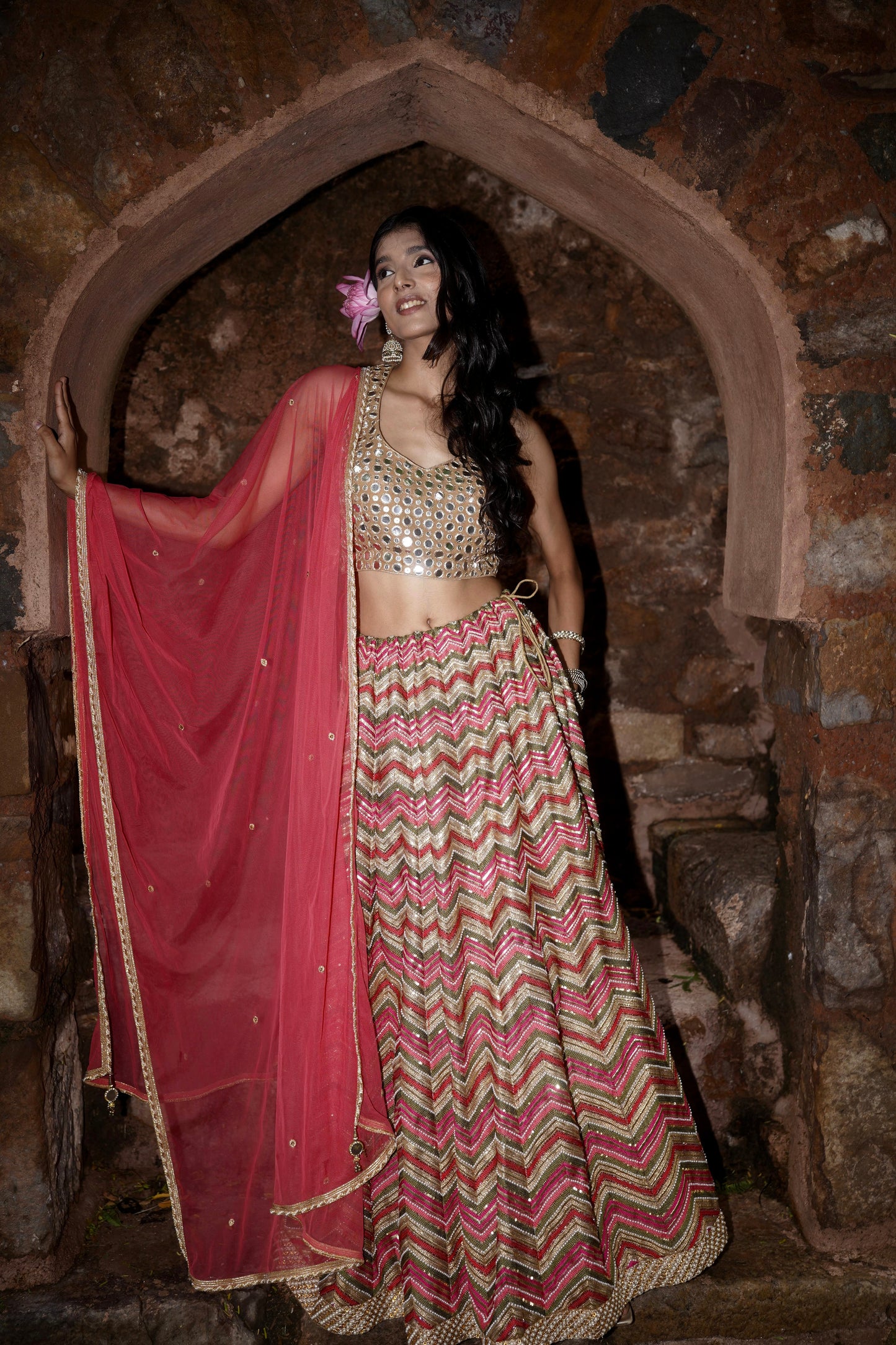 Pearl & Kathdana Embroidered Multicolor Lehenga Set