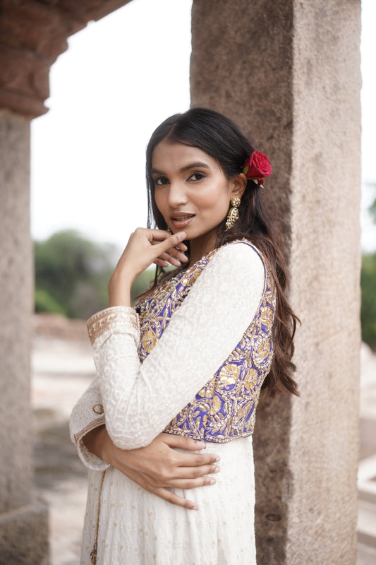 Blue Silk Gotapatti Jacket