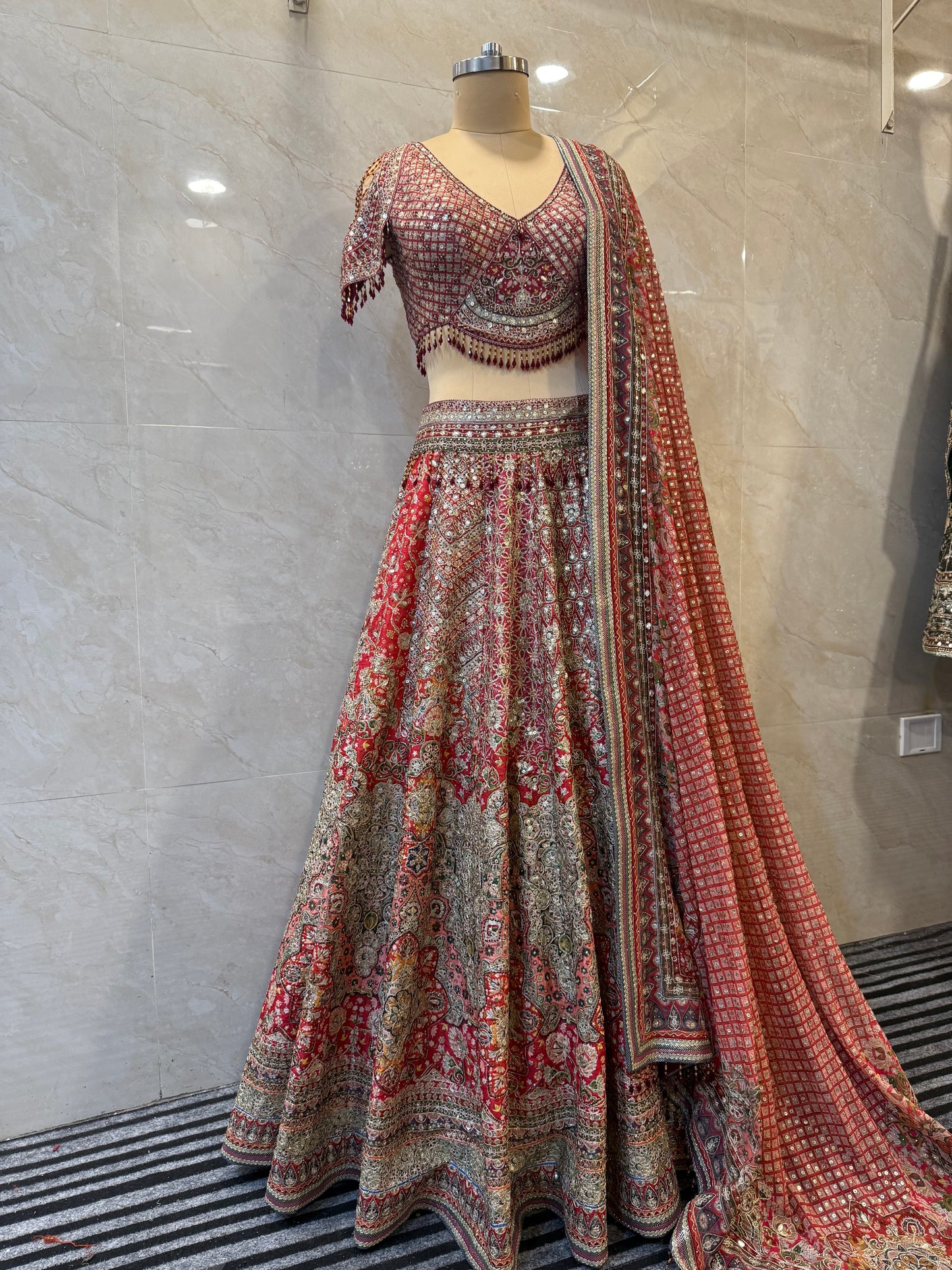 Red Silk Lehenga Set