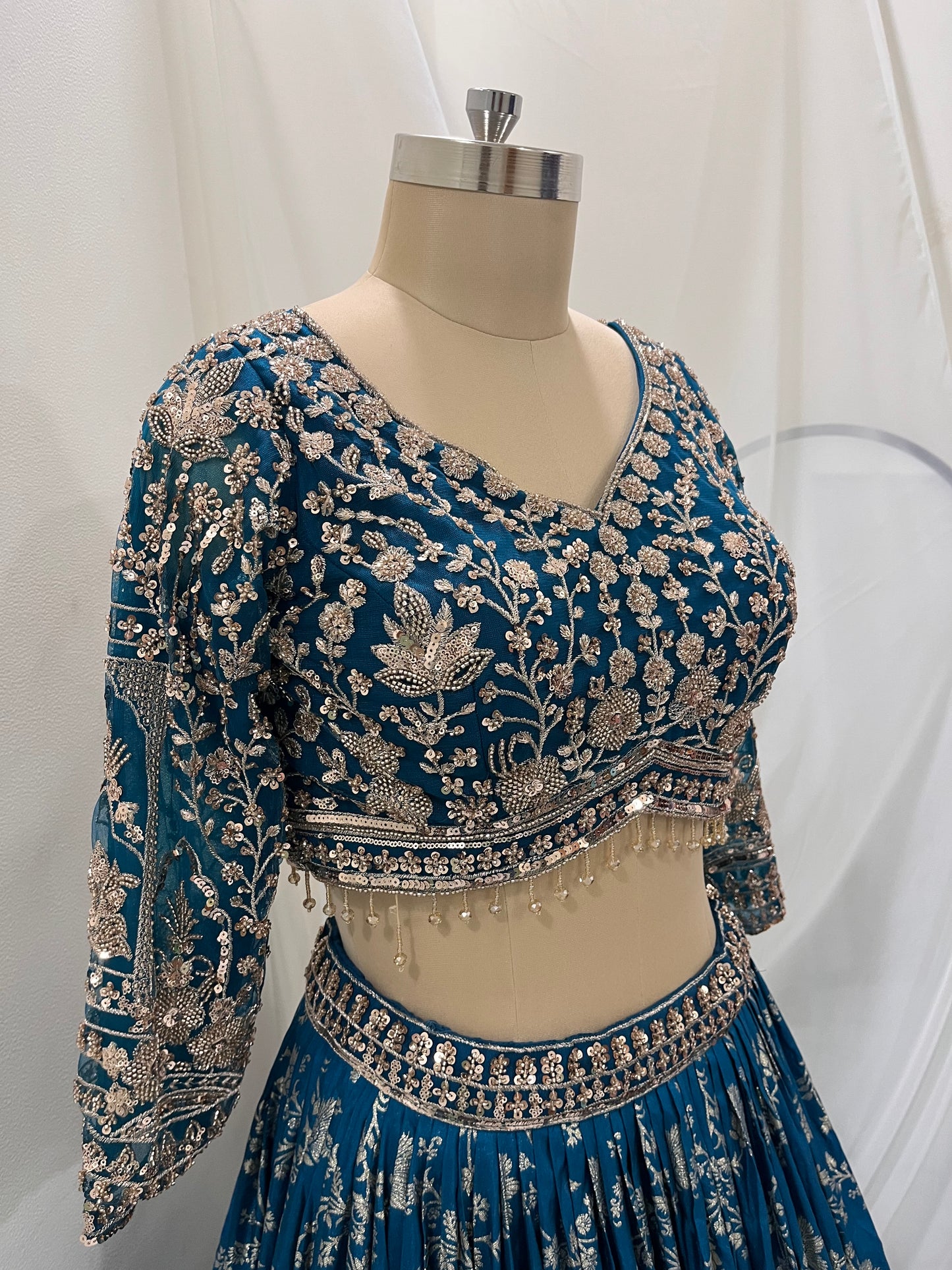 Blue Zari Embroidered Lehenga Set