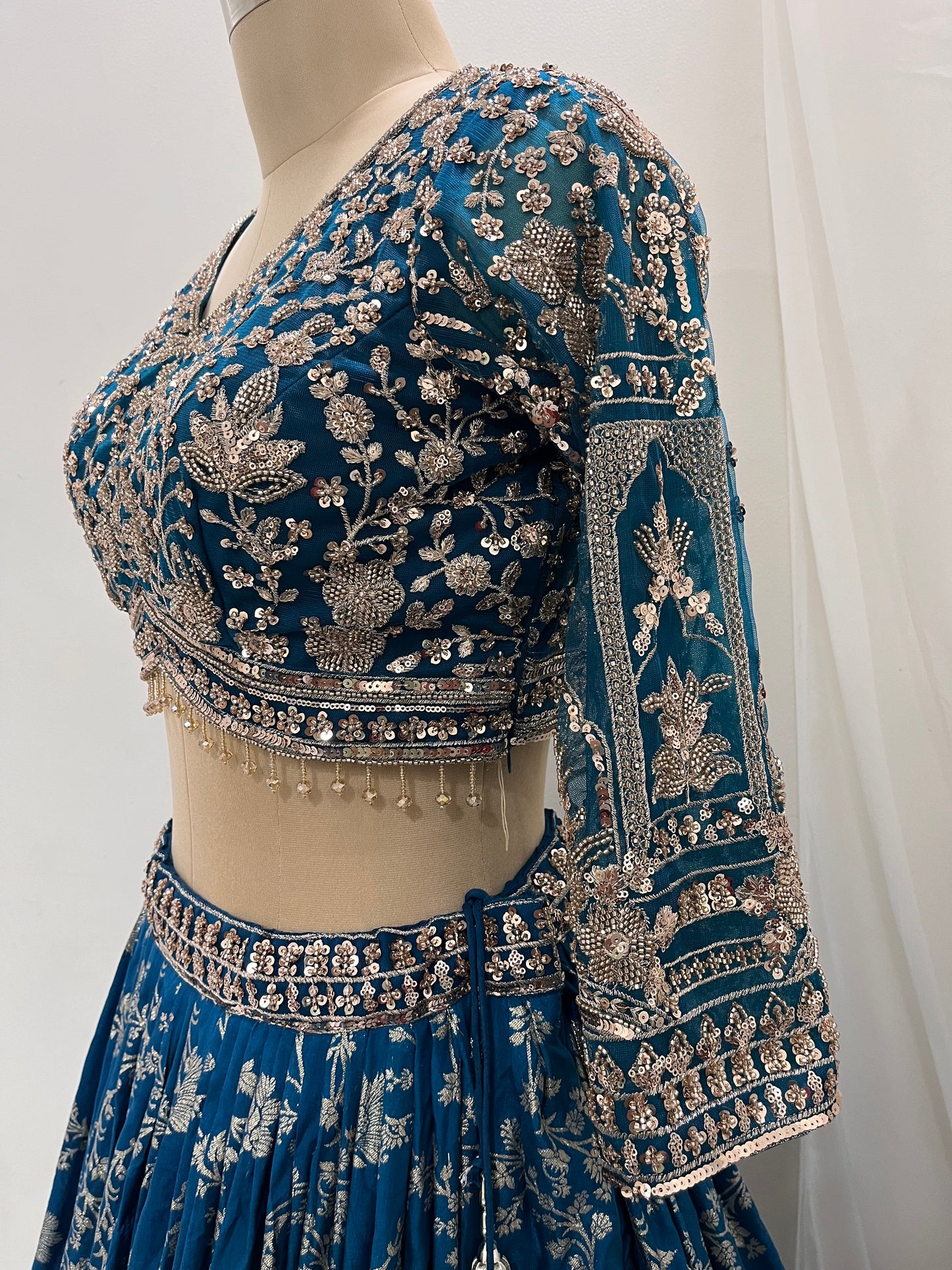 Blue Zari Embroidered Lehenga Set