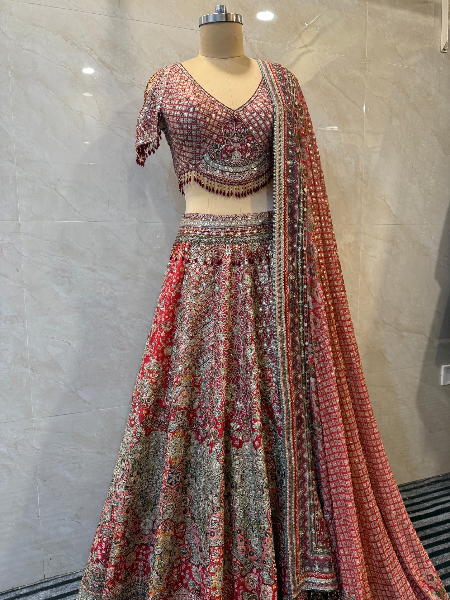 Red Silk Lehenga Set