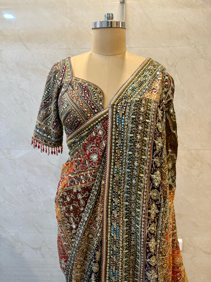 Green Multicolor Georgette Saree