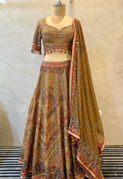 Golden-Yellow Silk Lehenga Set