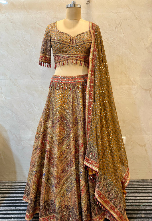 Golden-Yellow Silk Lehenga Set