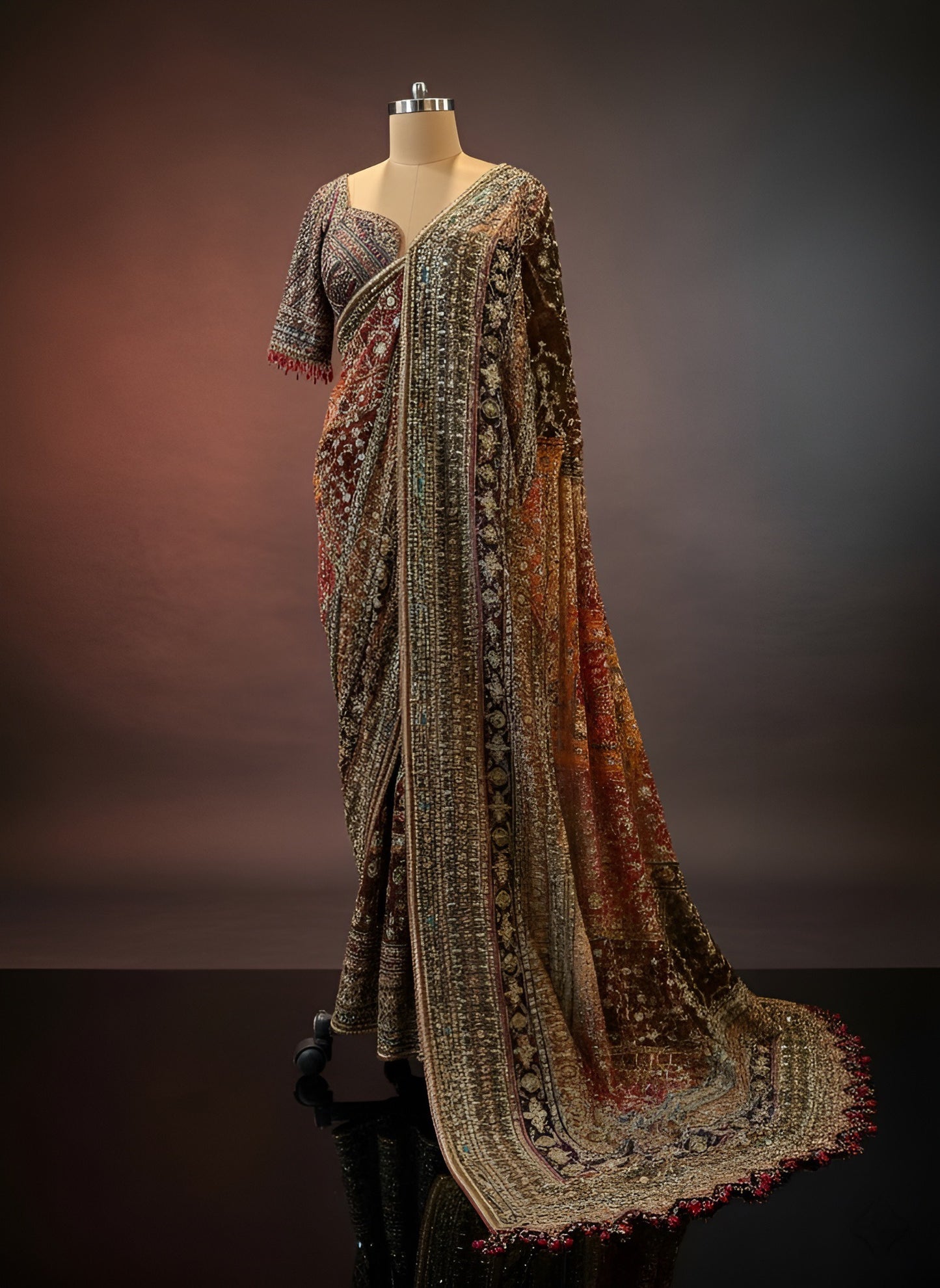 Green Multicolor Georgette Saree