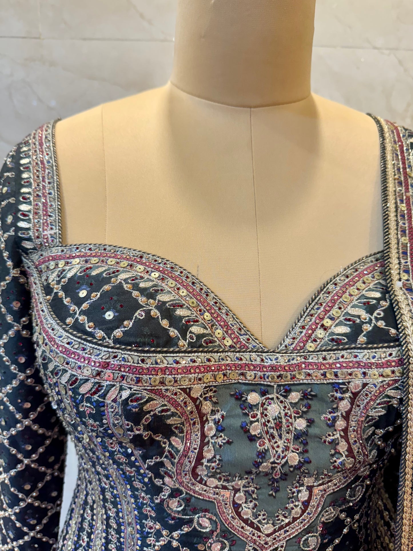 Black Silk Sharara Set