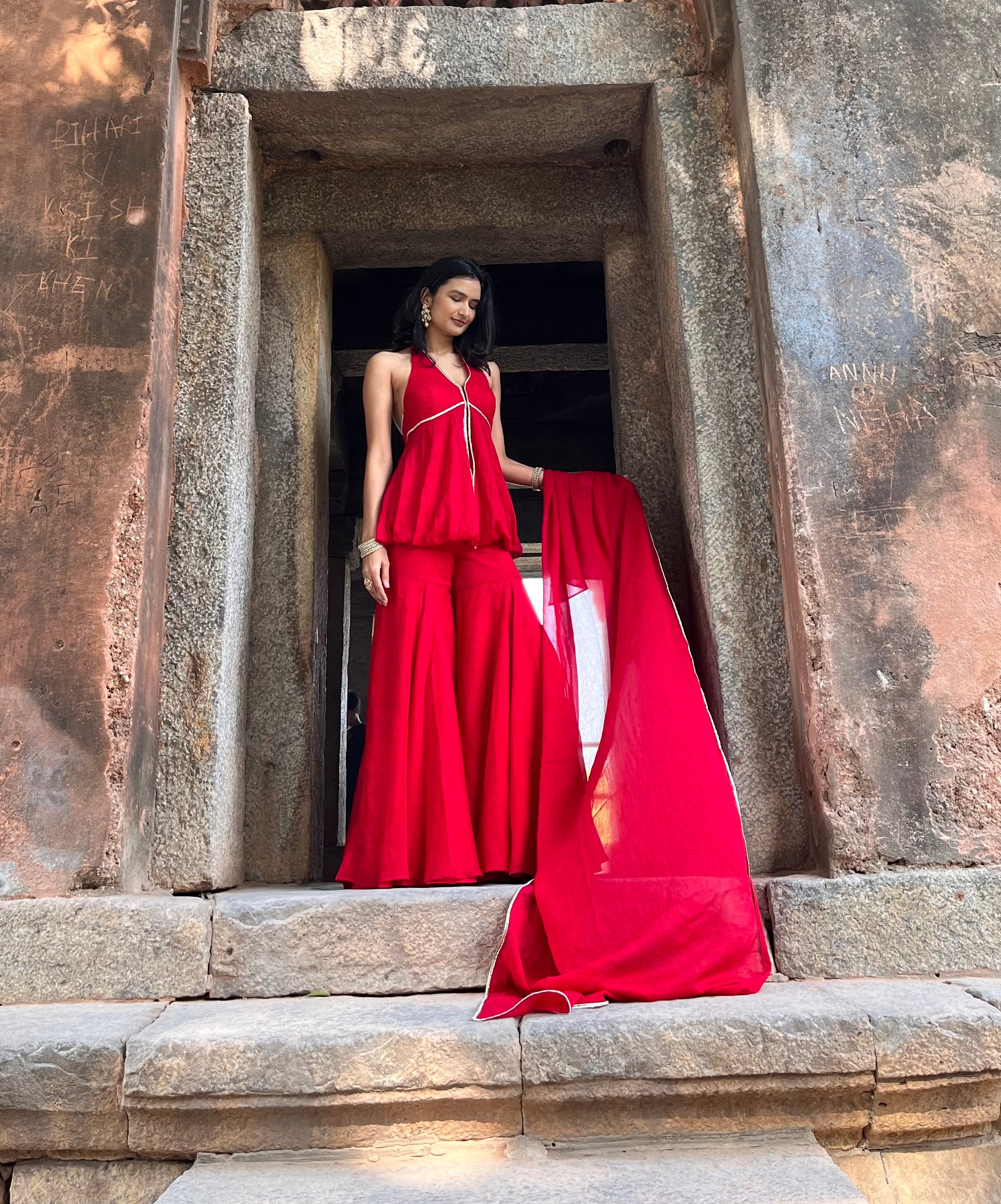 Red Sharara Set – Ethnit by linkspace India
