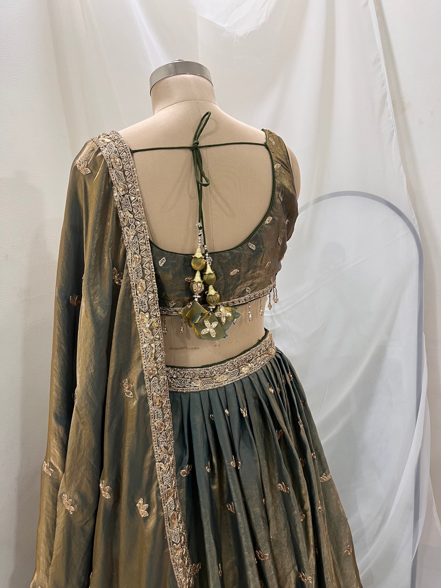 Olive Gold Embroidered Lehenga Set