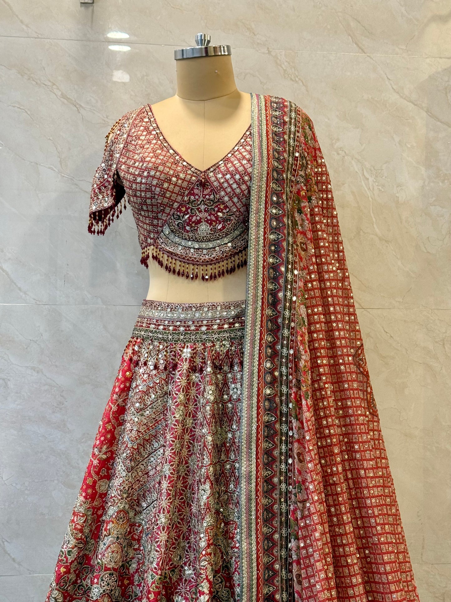 Red Silk Lehenga Set
