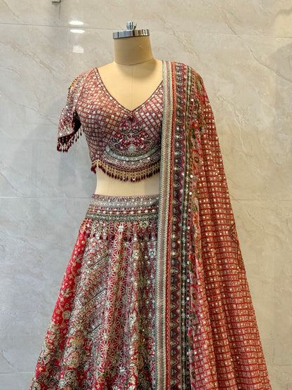 Red Silk Lehenga Set