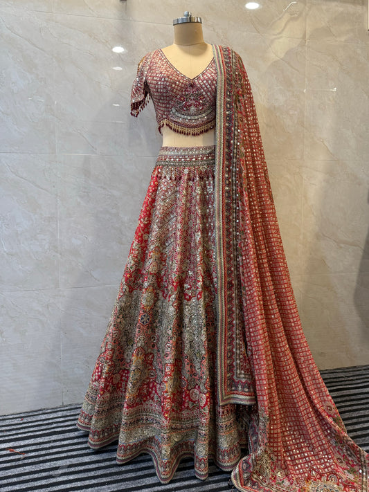 Red Silk Lehenga Set