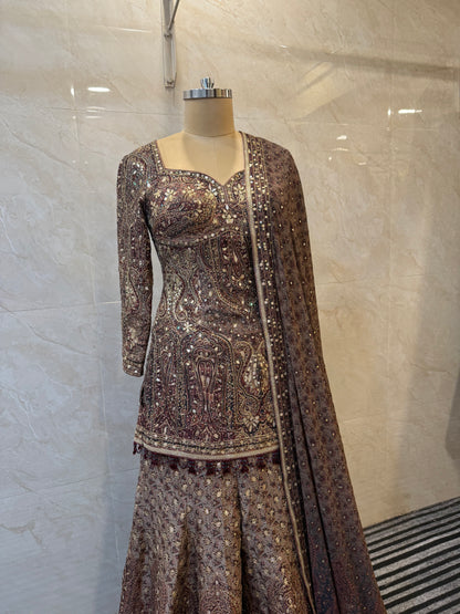 Coffee Brown Sharara Set