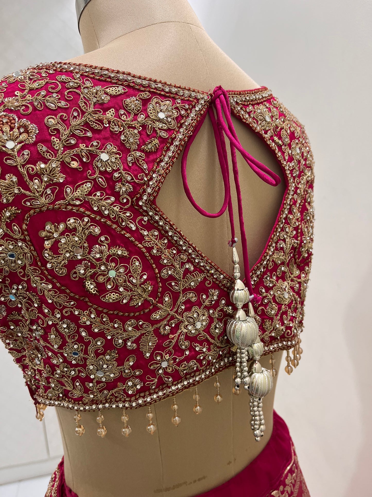 Rani Pink Zari Embroidered Lehenga Set
