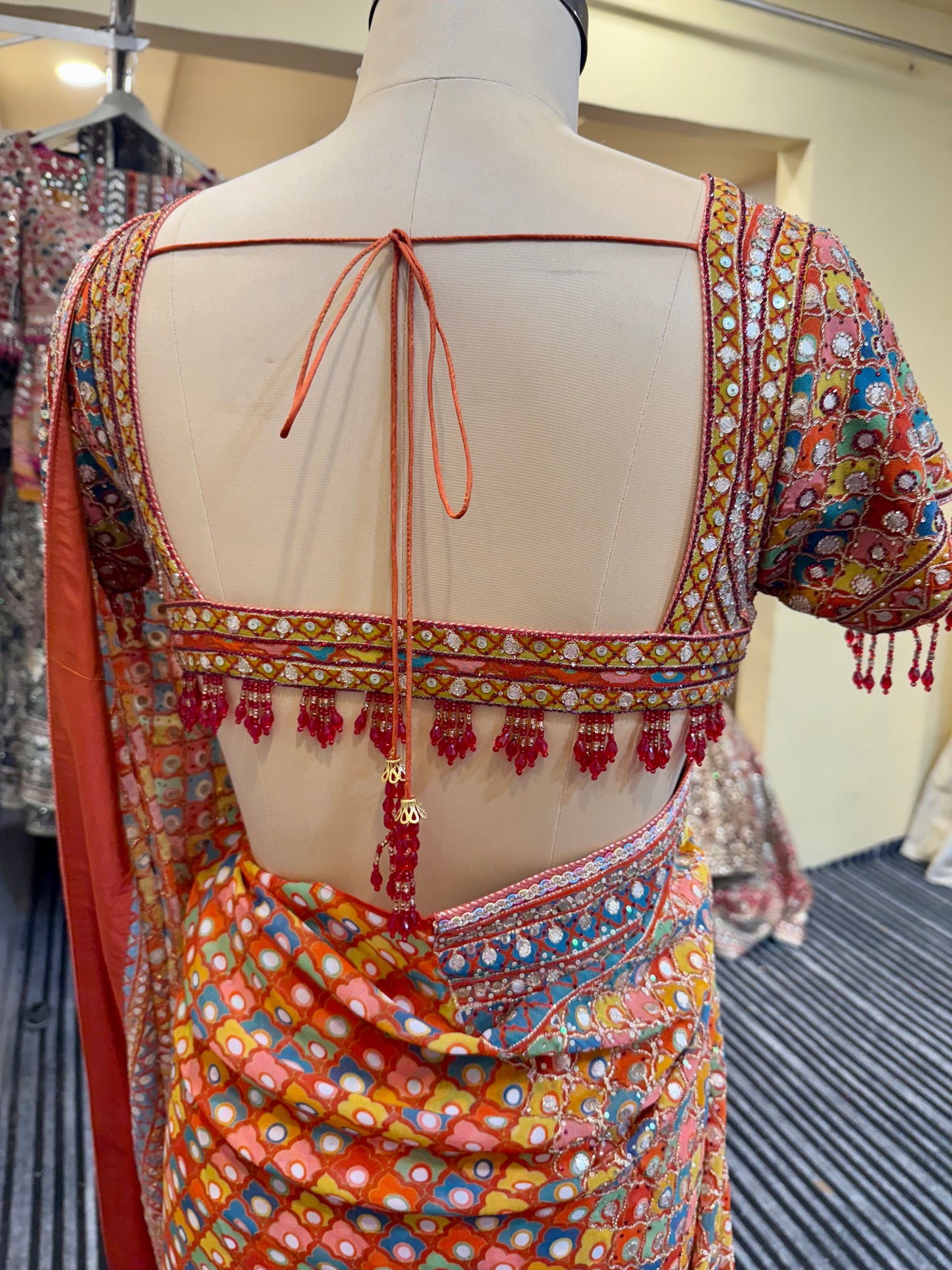 Yellow Multicolor Georgette Saree