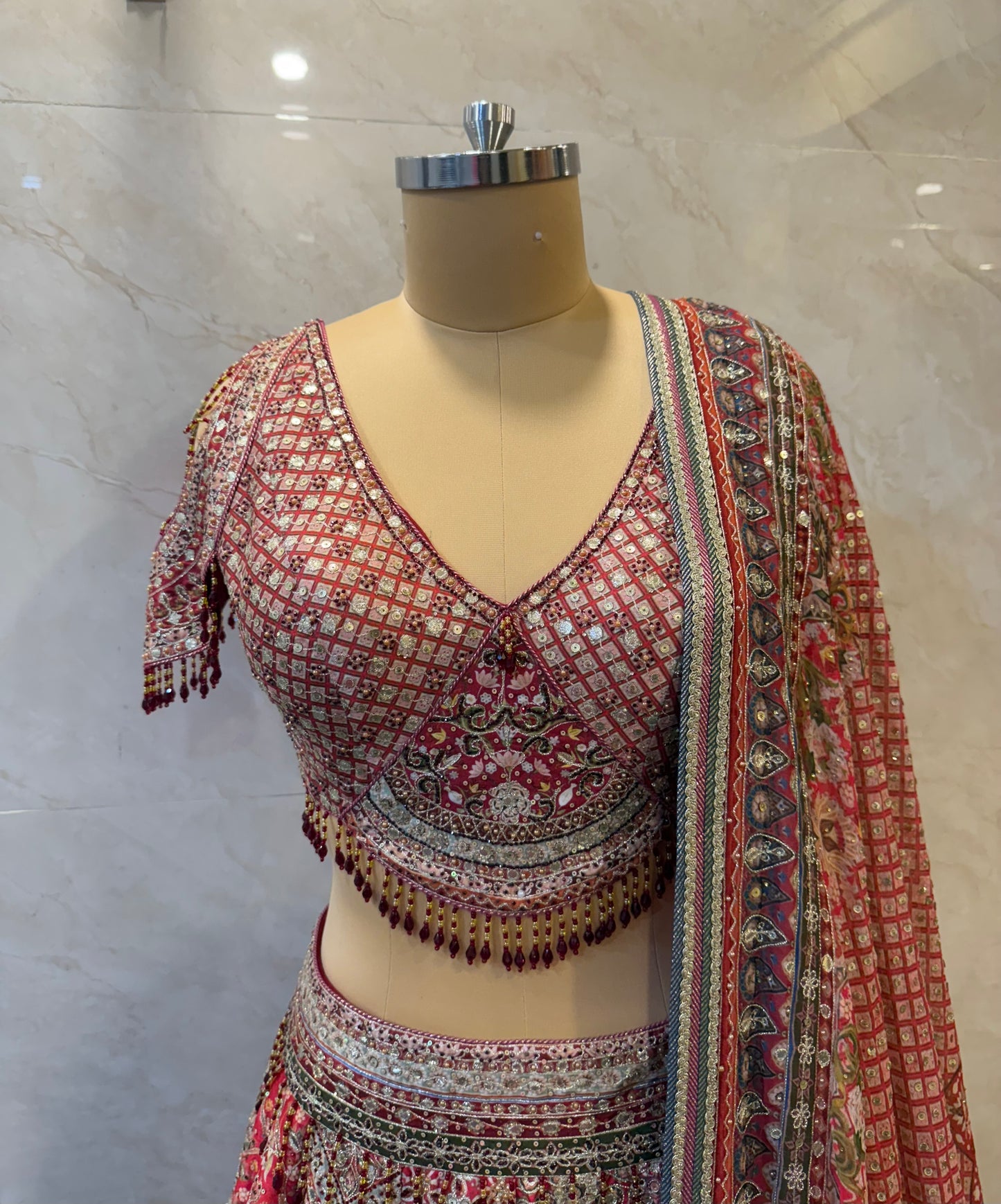 Red Silk Lehenga Set