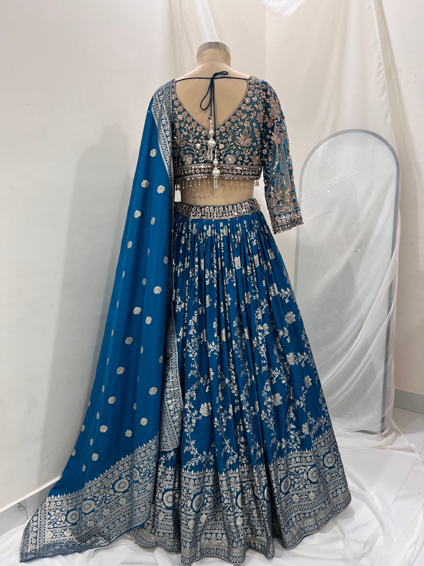 Blue Zari Embroidered Lehenga Set
