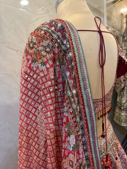 Red Silk Lehenga Set