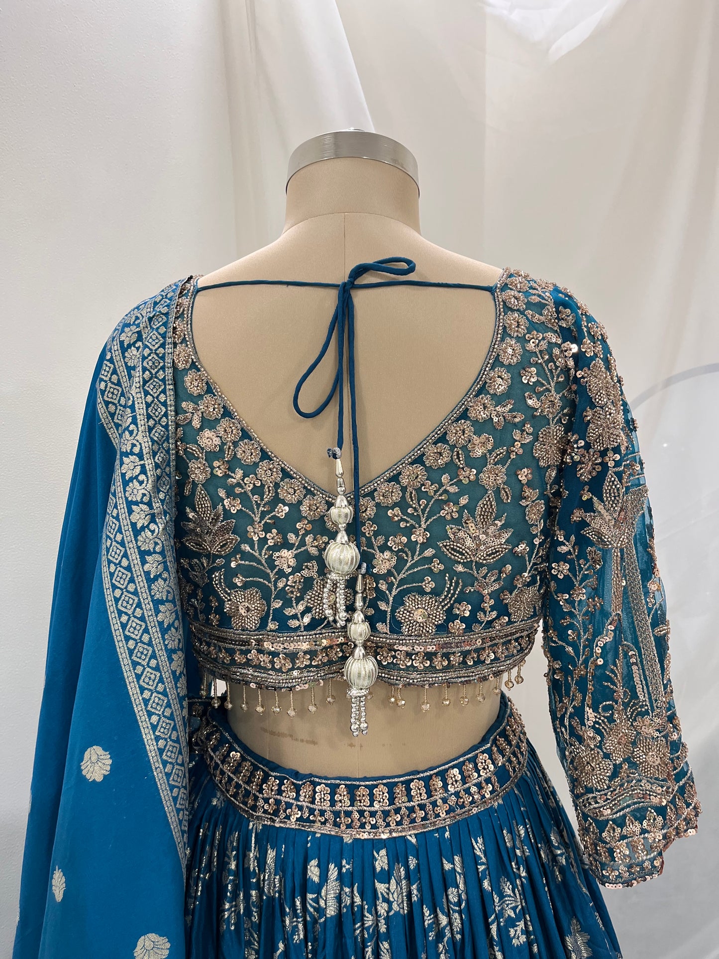 Blue Zari Embroidered Lehenga Set