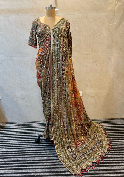 Green Multicolor Georgette Saree