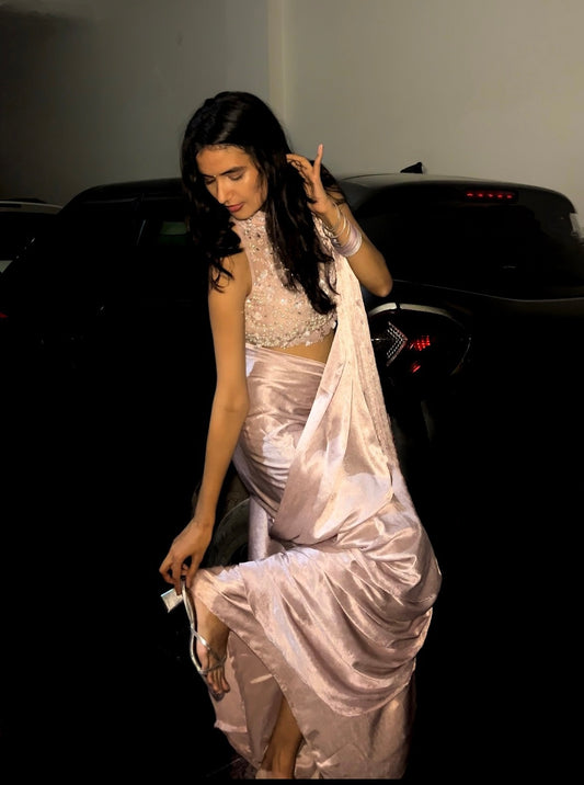 Mauve Draped Saree