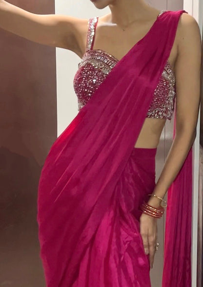 Pink Draped Saree