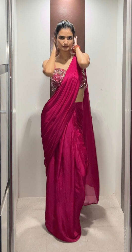 Pink Draped Saree