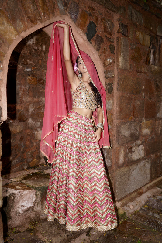 Pearl & Kathdana Embroidered Multicolor Lehenga Set